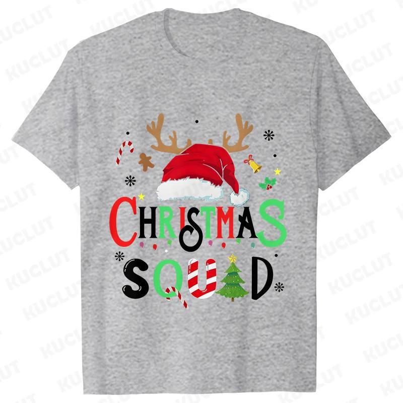 Футболка Christmas Squad Crew для женщин, хип-хоп, мягкие топы Y2k, модные повседневные футболки с принтом Санта-Клауса в стиле Харадзюку, футболки с коротким рукавом