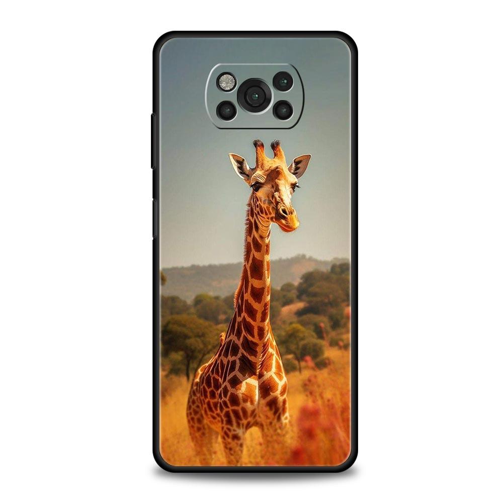 Чехол для телефона для Xiaomi Poco X6 X5 X4 Pro 5G X3 NFC F5 F4 M5 M4 M3 F3 GT C51 C50 C55 Мягкий силиконовый Черный чехол жираф