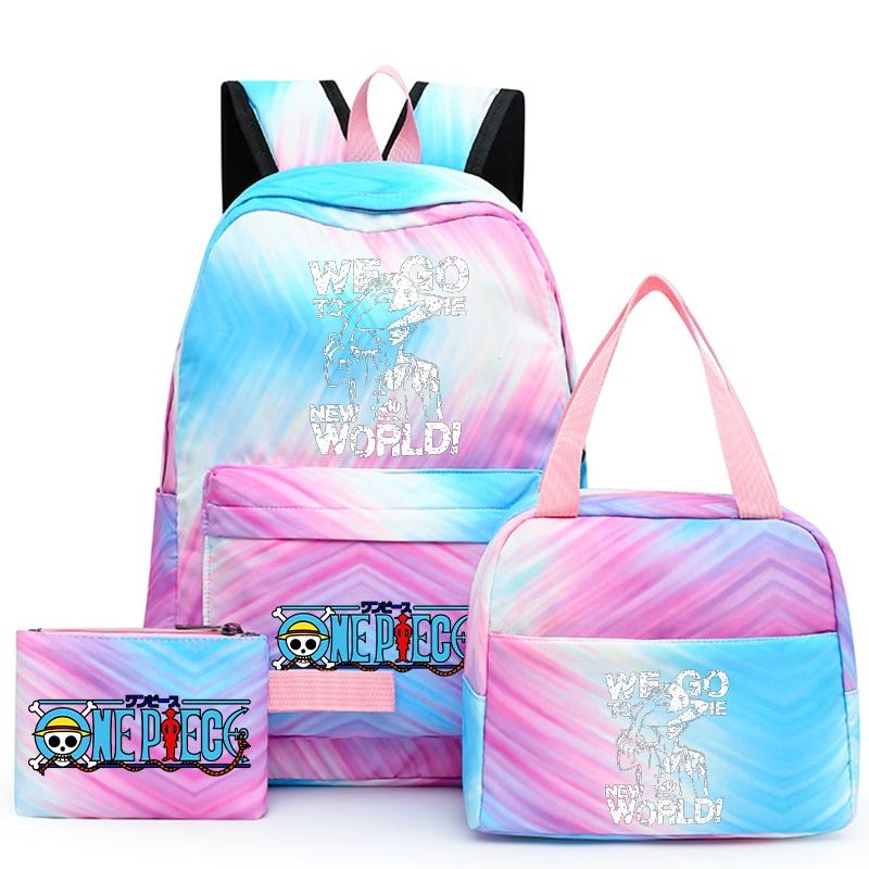 Цельный рюкзак в стиле аниме, 3 шт./компл., рюкзак Back To Schoobag с сумкой для обеда для девочек и мальчиков, студенческая сумка для книг, мужская и женская дорожная сумка Mochila