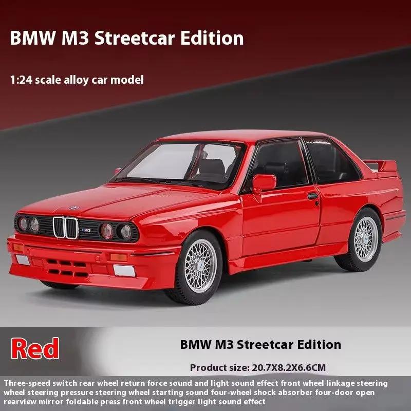 AAAOO1 1:24 1988 BMW M3 E30 Alloy Sports Car Model Diecasts Metal Classic Car Vehicles Model Simulation Sound and Light Kids Toys Gifts