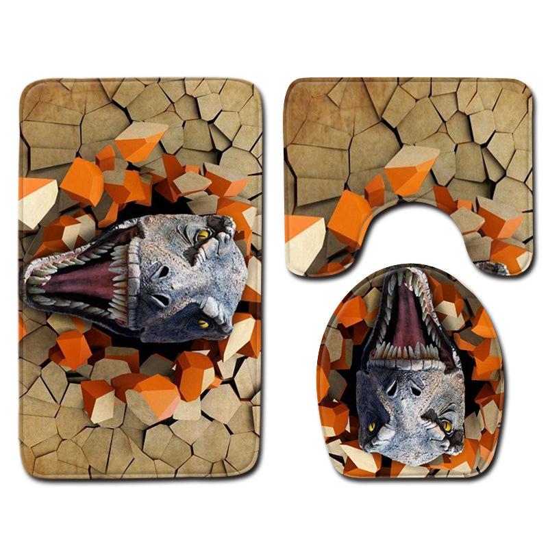 Tree Hole 3D Toilet Floor Mat Animal Bathroom Non-Slip Mat Toilet Three-Piece Carpet Pattern Can Be