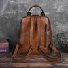 Johnature Embossed Vintage Backpack Versatile Women's Leather Bag Large Capacity Travel Backpacks