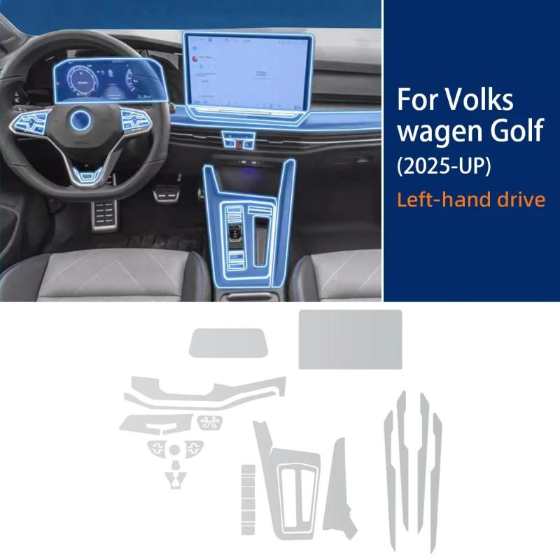 For Volkswagen VW Golf 2025 Car Interior Center Console Transparent TPU Protective Film Anti-scratch Sticker