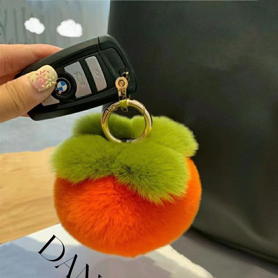 Брелок из искусственного меха кролика рекс цвета хурмы - Милый плюшевый кулон, аксессуар для сумки