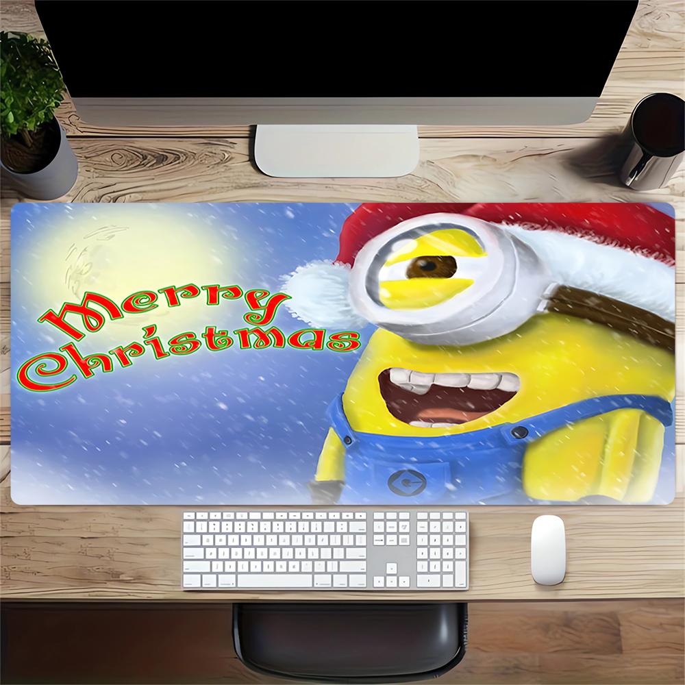 Christmas Minion Celebration Large Gaming Mouse Pad Nonslip Rubber Base Waterproof Desk Mat For Office Pc Laptop
