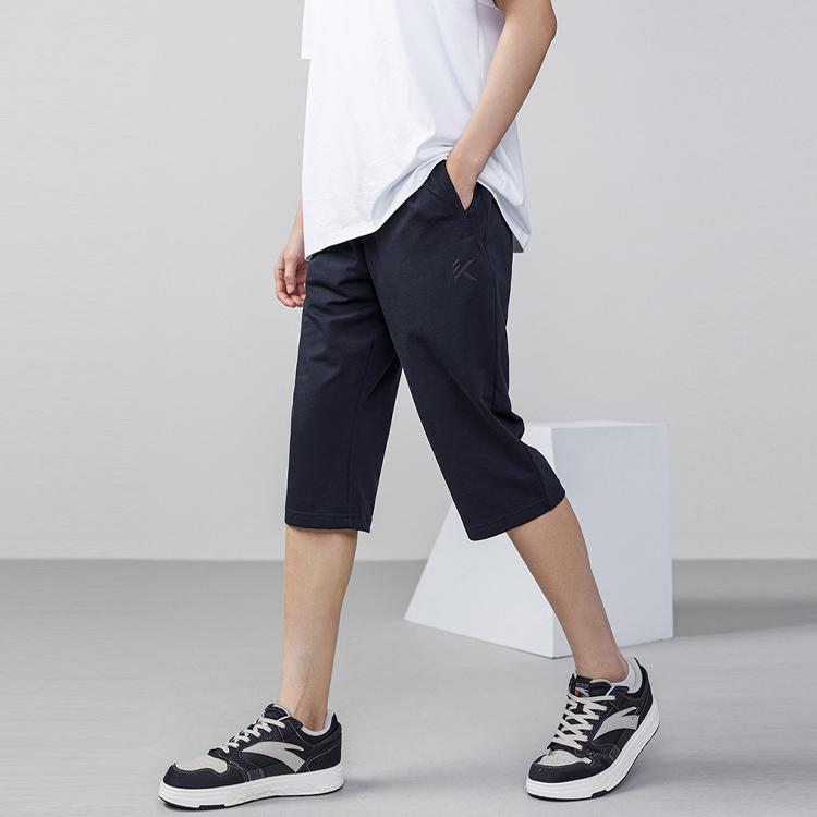 Anta SS22 Сплошной цвет с эластичной резинкой на талии, укороченные прямые брюки, мужские повседневные брюки, черные 152221317-1