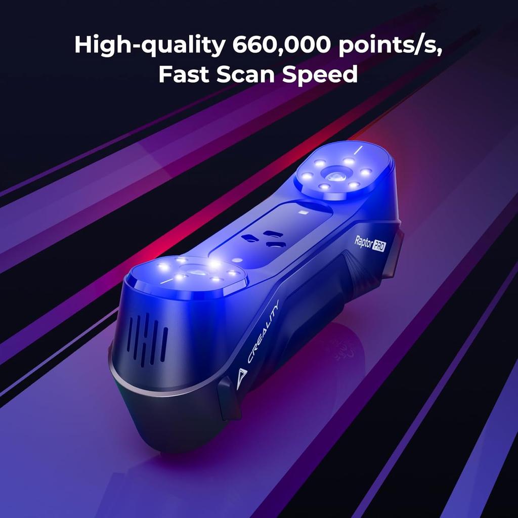 Creality CR-Scan Raptor Pro 3D scanner, with high frame rate of 30-60fps, capable of scanning objects ranging from 5mm to 4000mm in size.