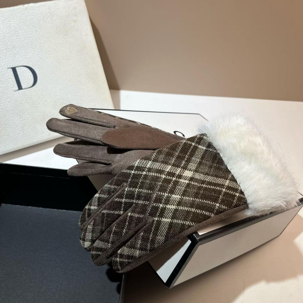 Wool And Fleece Thermal Touch Screen Gloves, Winter Outdoor Riding Windproof Gloves, Fashionable And Elegant Plush