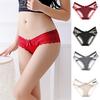 Women's Sexy Panties Lace See Through Underwear Low Rise Thin Mesh Sheer Underpants Breathable Bikini Briefs