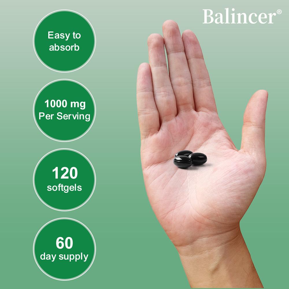 Balincer Black Seed Oil Softgels, 1000mg, 120 Count, Organic Cold-Pressed