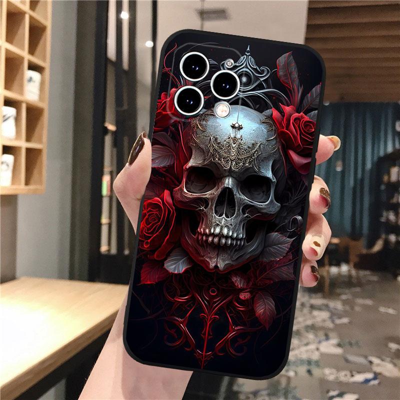 Чехол для телефона с изображением черепа и цветка для iPhone Samsung Galaxy Redmi Xiaomi Oppo OnePlus Note SA 7 8 9 10 11 12 13 14 20 21 22 23 53 54 Pro Max Plus Ultra