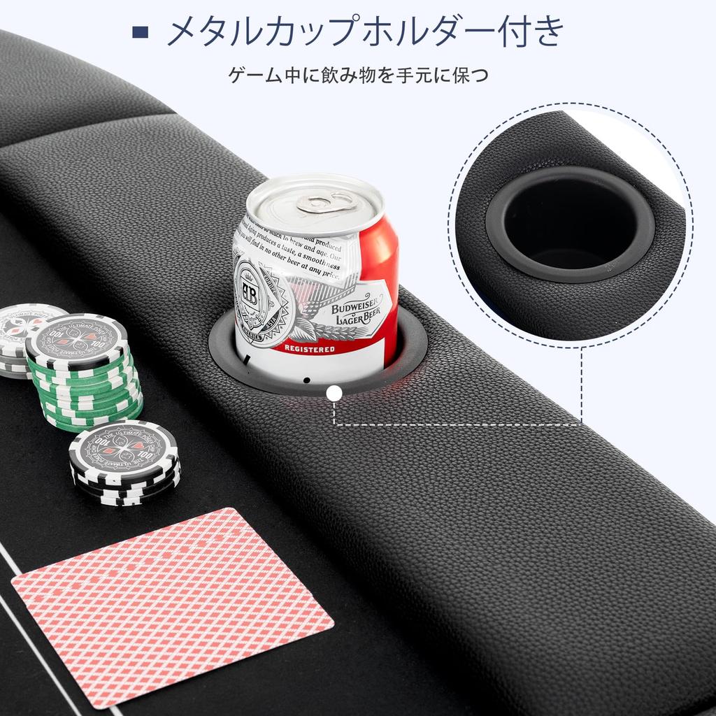 GOPLUS Poker Table for 8 People Folding Poker Mat Mahjong Table Complete Product Width 182 X Depth 82 X Height 75 Cm Padded Rail with Cup Holder Game