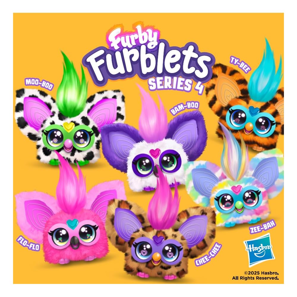 Hasbro Furby Furblets Бамбуковая Мини Плюшевая Игрушка для Мальчиков и Девочек от 6 Лет Черно-Белая Панда Интерактивная Со звуком G1698