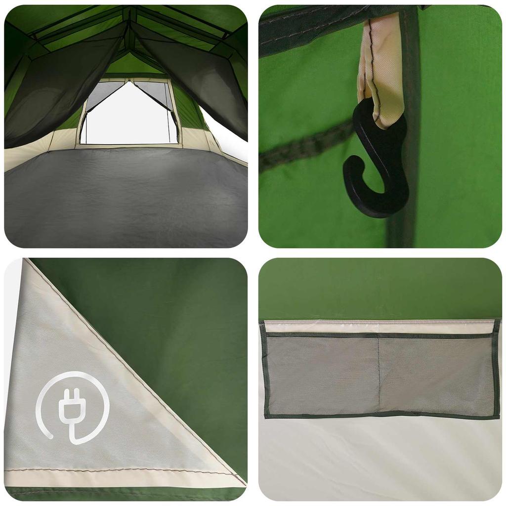 Instant Tent Green 10 Person Capacity 185T Polyester with PU Coating