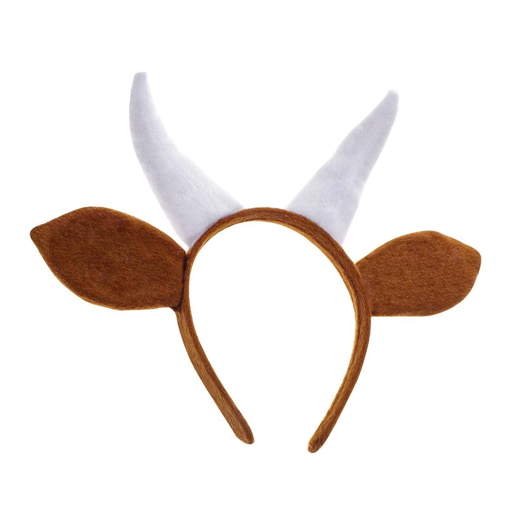 Soft Goat Lamb Headband Horn Animal Ears Hair Hoop for Kids Shows Fluffy Animal Hairbands Cartoon Costume