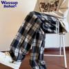 Wassup Sohot Men's American Plaid Loose Straight Casual Pants