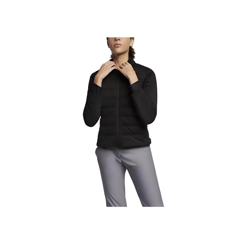 Nike Куртка на молнии с логотипом однотонного цвета, женская, черная 930231-010