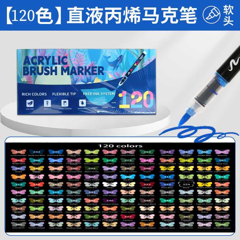 Marker Pens Hot Sale Straight-liquid Student Art Soft-tip Brush Large Capacity Stackable Color Pressure-free Color Marker Pens
