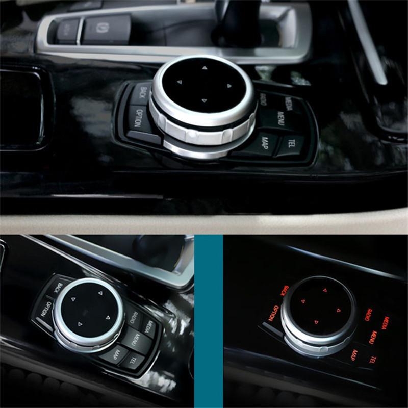 Крышка кнопок мультимедиа автомобиля IDrive M Эмблема Наклейки для BMW X1 X3 X5 X6 F30 E90 E92 F10 F18 F11 F07 GT Z4 F15 F16 F25 E60 E61