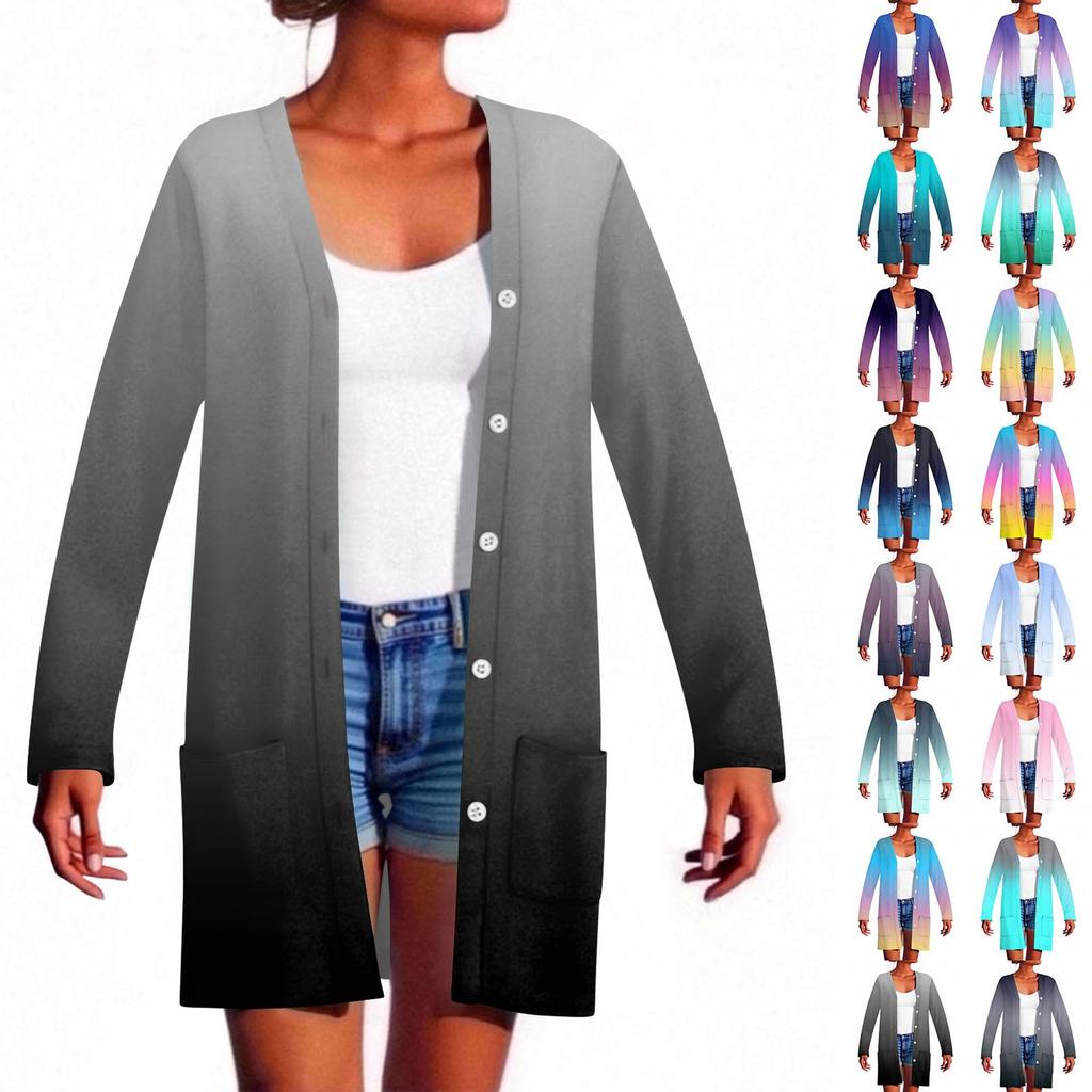 Women's Long Sleeve Cardigan Casual Jacket With Pockets Top