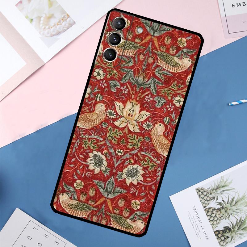 Чехол William Morris Strawberry Thief для Samsung Galaxy S25 Ultra S21 S22 S23 S24 Ultra S9 S10 Plus S20 FE S24 FE Задняя крышка