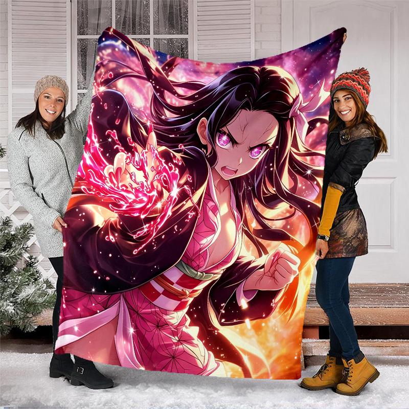 1pc nezouko1 Theme Blanket - Digital Print, Polyester, Cozy for All Seasons, Perfect for Outdoor, and Travel