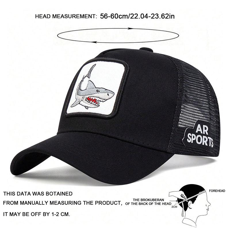 Модная шляпа с вышивкой акулы, летняя дышащая солнцезащитная бейсболка для мужчин и женщин, сетчатая кепка для гольфа, дикая шляпа Gorras