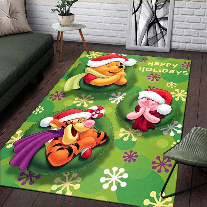 1pc Winnie The Pooh Pattern Area Rug Soft Flannel Floor Mat for Living Room,Office,Bedroom and Carpet,Sofa Coffee Table Floor Mat