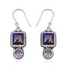 Натуральные 9X9 мм квадратной формы фиолетовые бирюзовые драгоценные камни стерлингового серебра 925 пробы висячие серьги для женщин и девочек
