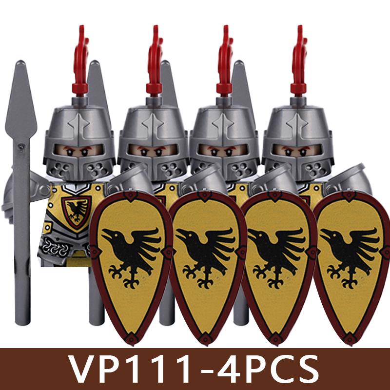 Medieval Castle Series Soldier Figures Building Blocks Military Knight Legion Militia Warrior Dragon Wolf Crow King Bricks Toys