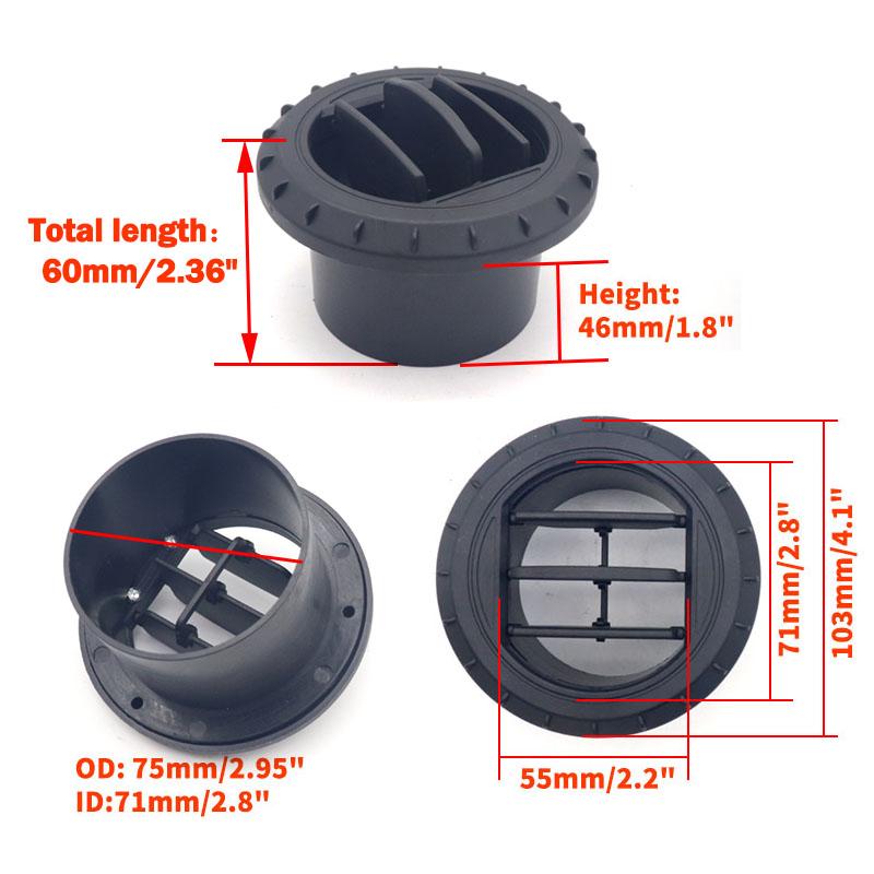 75 мм выход теплого воздуха поворотный воздушный дизельный нагреватель воздуховод шланг труба кондиционера для автомобиля грузовик фургон кемпер труба выходной разъем черный