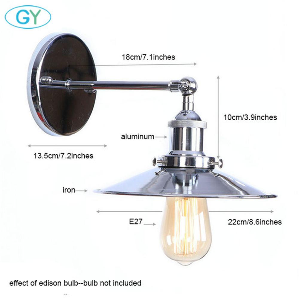 Chrome Finish Vintage Industrial Wall Light Loft Metal E27 Wall Sconce Retro Deco Stair Hallway Balcony Bathroom Vanity Lighting