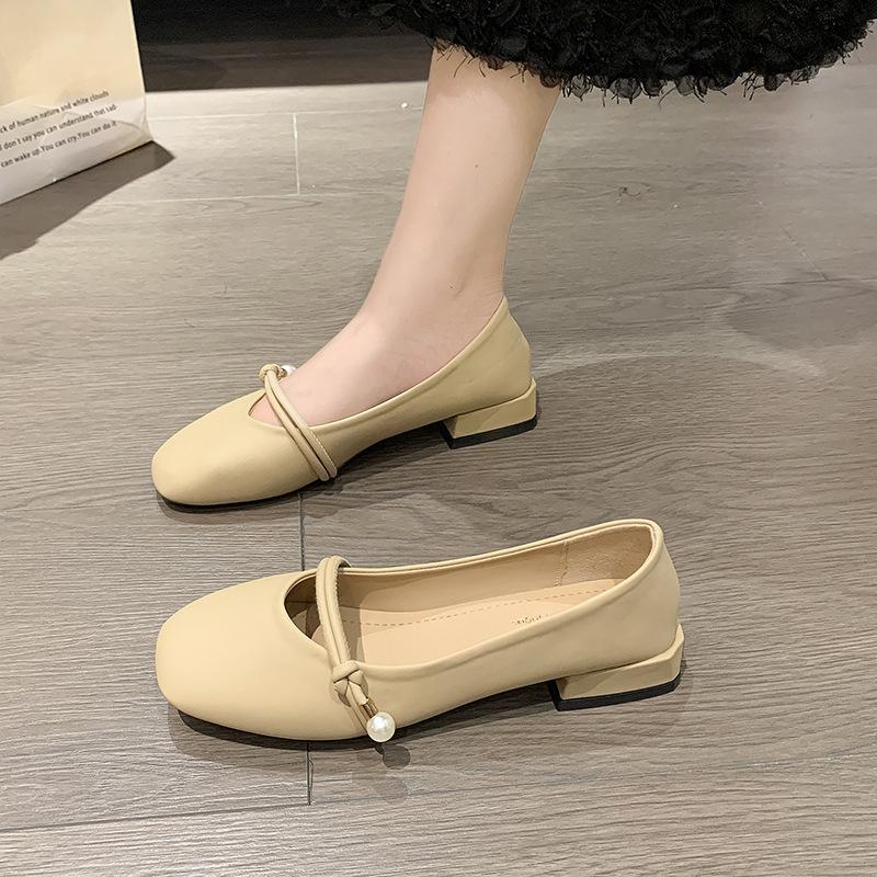Туфли на плоской подошве женские 2025 новая весенняя обувь туфли бабушки с юбками мягкая подошва жемчуг для беременных туфли Мэри Джейн лето