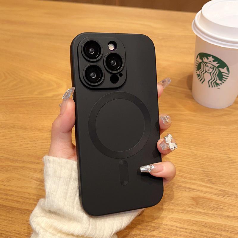 Магнитный чехол с рисунком CD и защитной пленкой для линз для iPhone 16E/Apple 15 Pro Max/14 Мягкий чехол