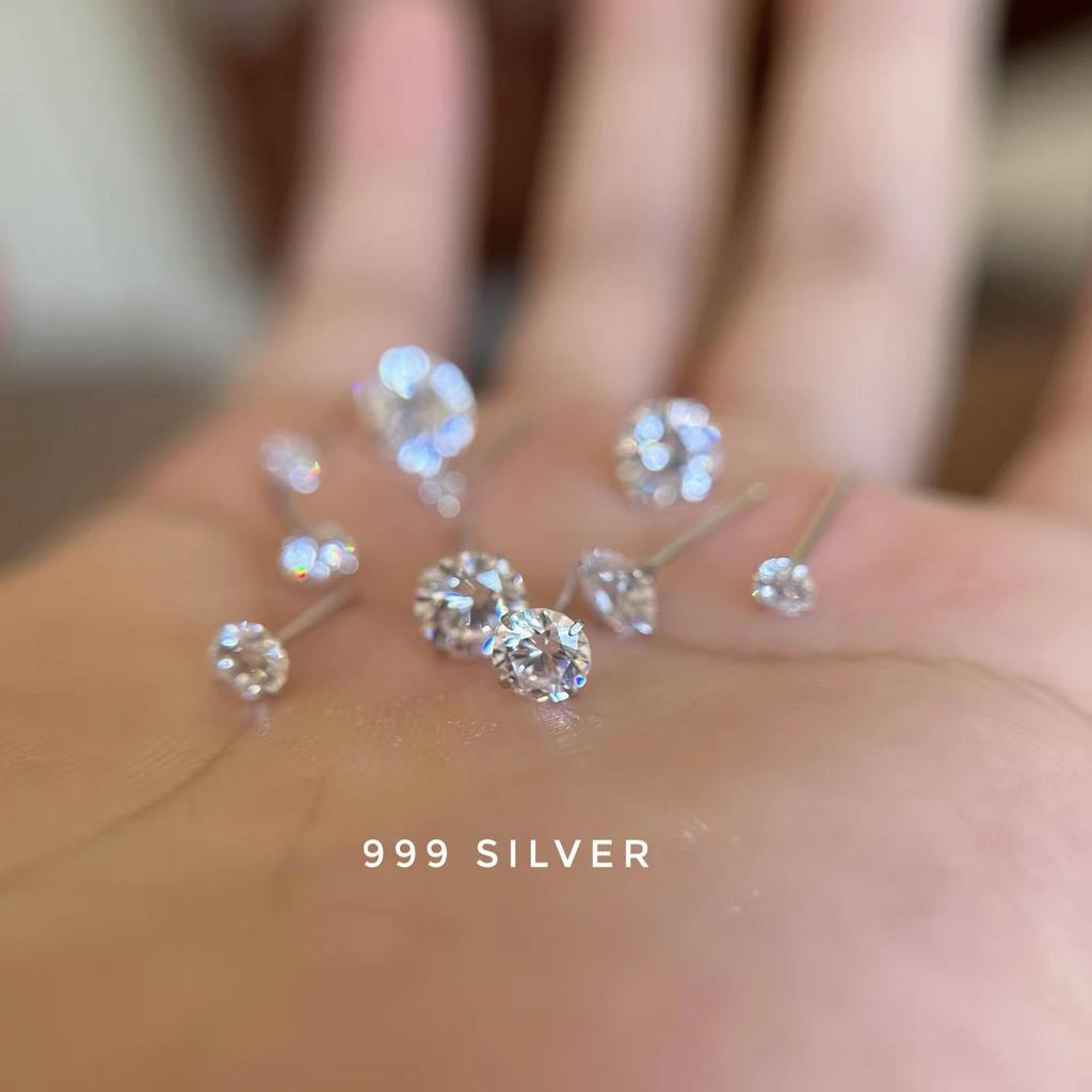 Серьги-гвоздики Beixi S999 из стерлингового серебра с цирконием - Супер блестящие, белые и фиолетовые, универсальные для хряща, удобные для сна