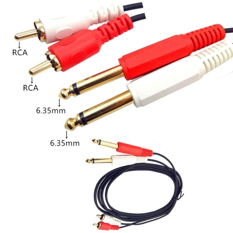 Адаптер RCA на 1/4, Кабель-адаптер RCA Male на 1/4 6,35 мм, 2 стереоджека 1/4 дюйма 6,35 мм TRS на 2 аудиолинии RCA Male
