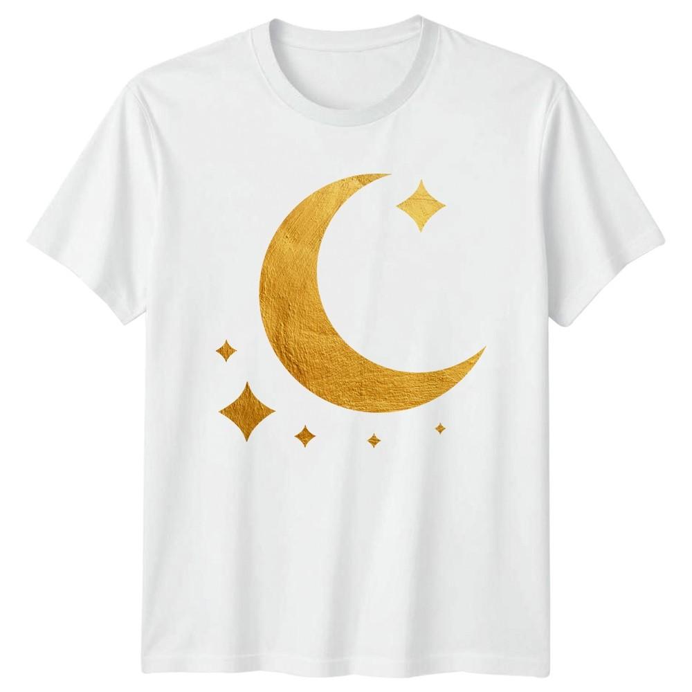 Golden Textured Moon Stars Celestial TShirt Astrology Celestial Birthday Gift