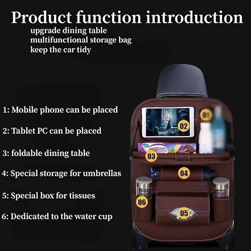 Leather car seat back storage bag