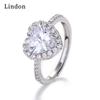 Lindon Classic Copper Alloy Zircon Ring Ladies Jewelry Wedding Promise Party Gift