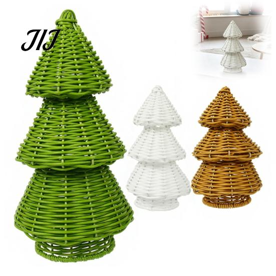 Small Christmas Tree for Desk Handwoven Rattan Tree, Cone Xmas Tabletop Ornament, Rustic Shop Props Holiday Centerpiece Mantel Fireplace And