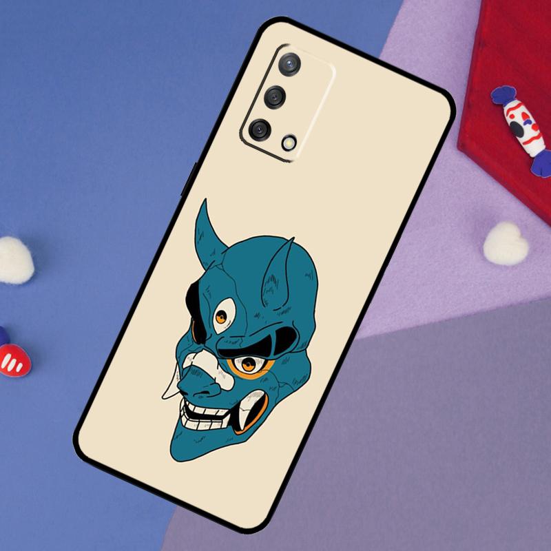 Японский чехол с маской Oni Hannya Demon для OPPO A98 A78 A58 A18 A96 A76 A16 A15 A17 A77 A5 A9 A74 A94 A52 A72 A53S A54S A57S