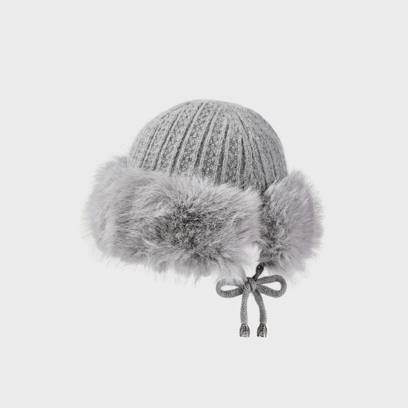 Knitted Hat Women's Autumn Winter Ear Protection Rabbit Plush Wool Hat