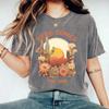 Round-neck Pure Cotton Washed Distressed Top T-shirt with Loose Short Sleeves