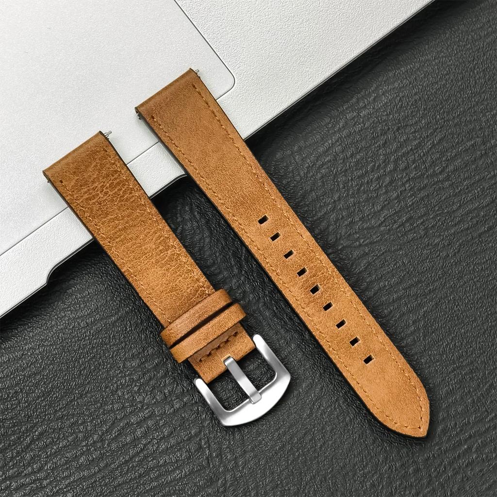 Кожаный ремешок 20мм 22мм для Samsung Galaxy Watch7 6 5 4 40/44мм 6/4 Classic сменный браслет для Huawei Watch 3 4Pro GT3 GT2