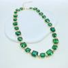 Square Emerald Zircon Necklace Earrings Set Elegant Temperament Fashion Necklace Jewelry