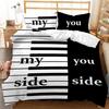 Black And White Duvet Set Romantic Valentine'S Day Bedding Set Gift Three-Piece Set