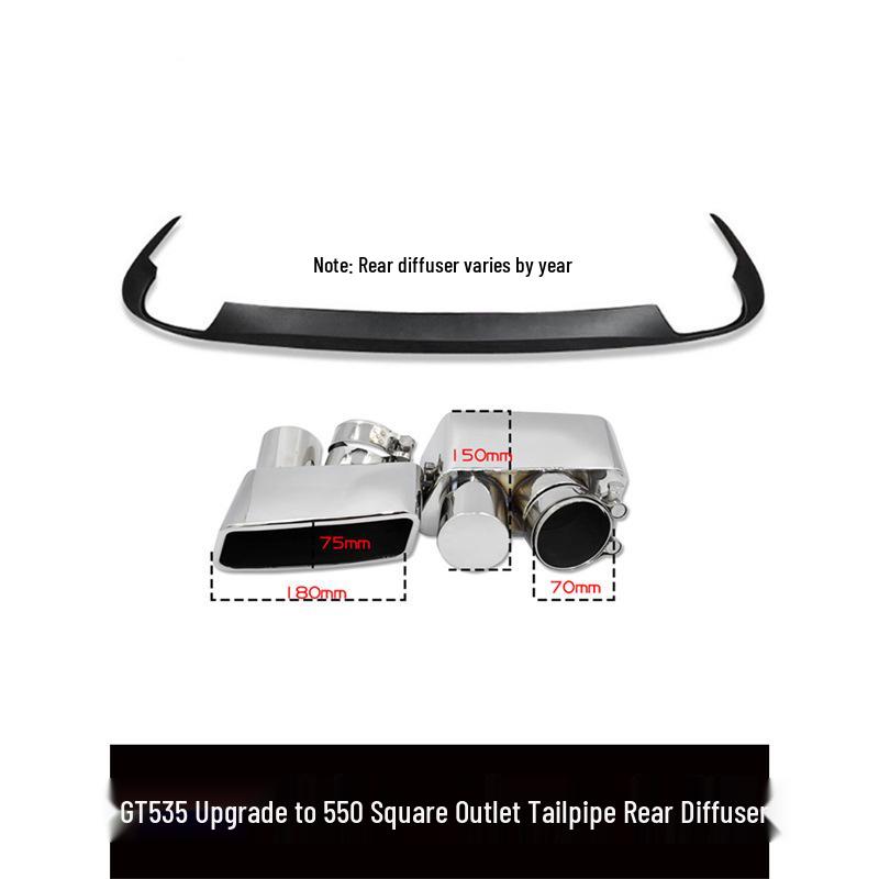 Compatible Exhaust Pipe Opening Modification for BMW 5 Series GT535/GT550 - Round/Square Tailpipe Rear Diffuser F02