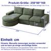 Chenille sofa with curved elements, fully compressed and without frame, modular combination sofa L-chaise longue, foam compression sofa W3349S00061