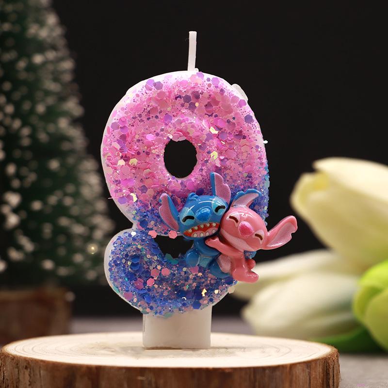 Stitch Fit Cartoon Two-Color Digital Candle Birthday Party Holiday Decoration Cute Cake Candle