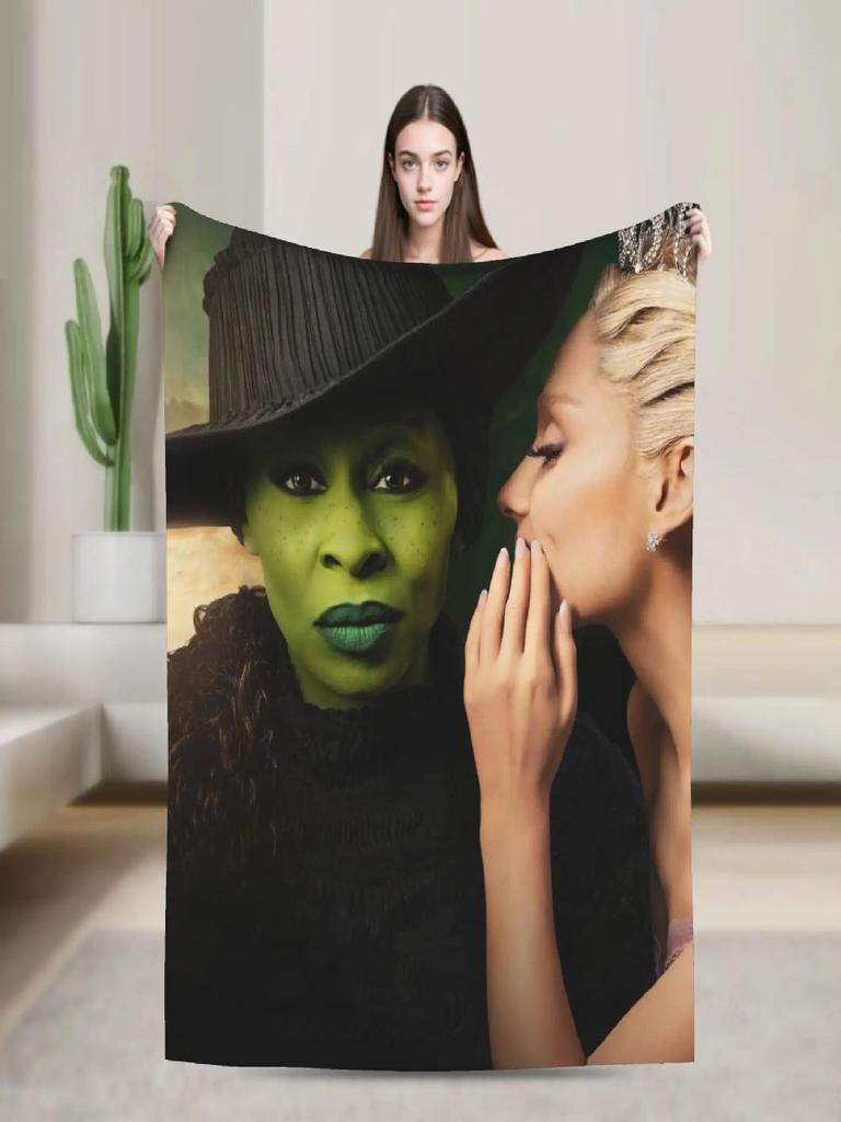 Elphaba Glinda Wicked Movie Warm Plush Throw Blanket for Kids and Adults Flannel Couch Bedspread Sofa Cover